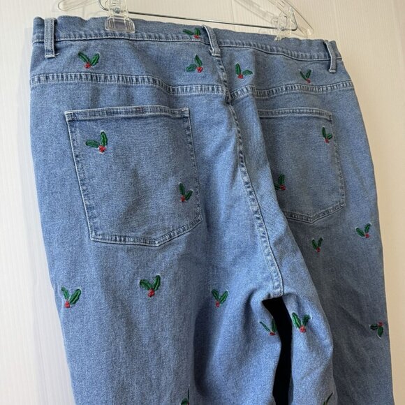 Vintage Quaker Factory Jeans Sz 24W Women’s Cherry Embroidery Print High Rise - Picture 12 of 15